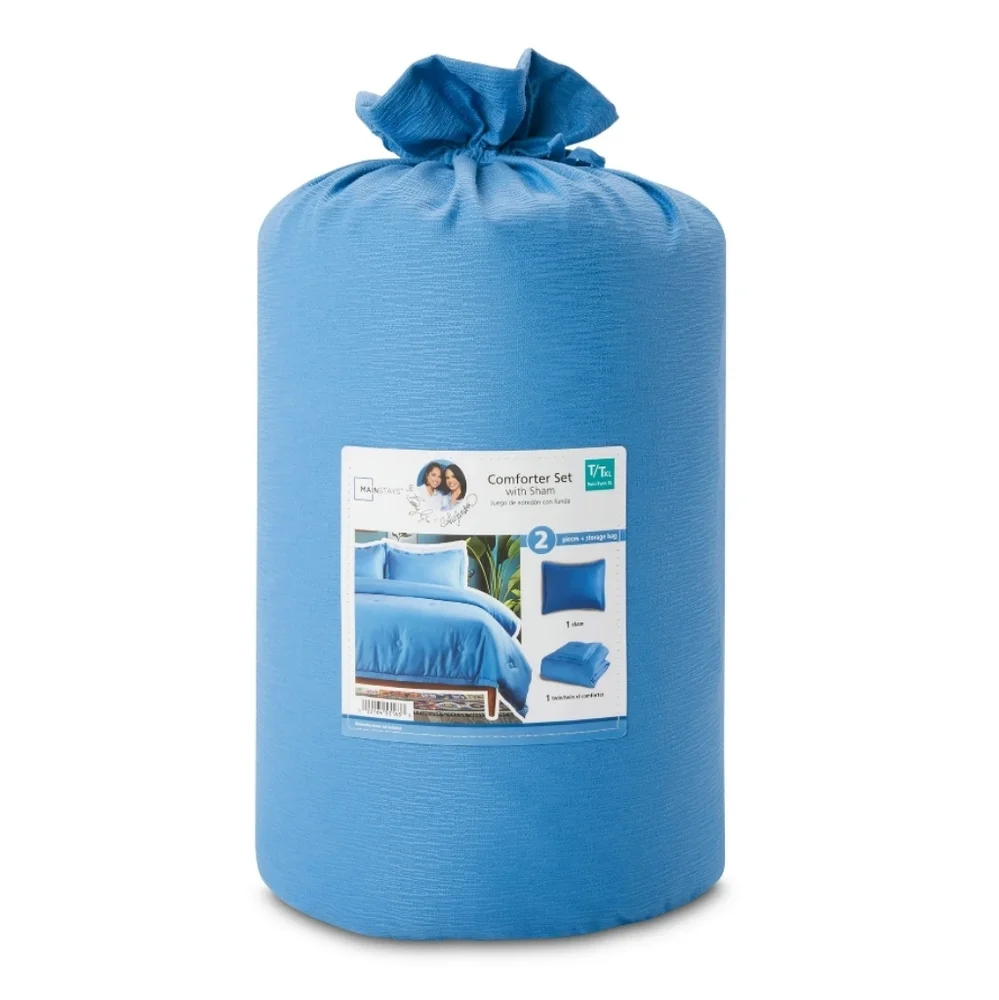 Mainstays Blue 3Pc Microfiber Comforter Sham Set Size Twin/TwinXL